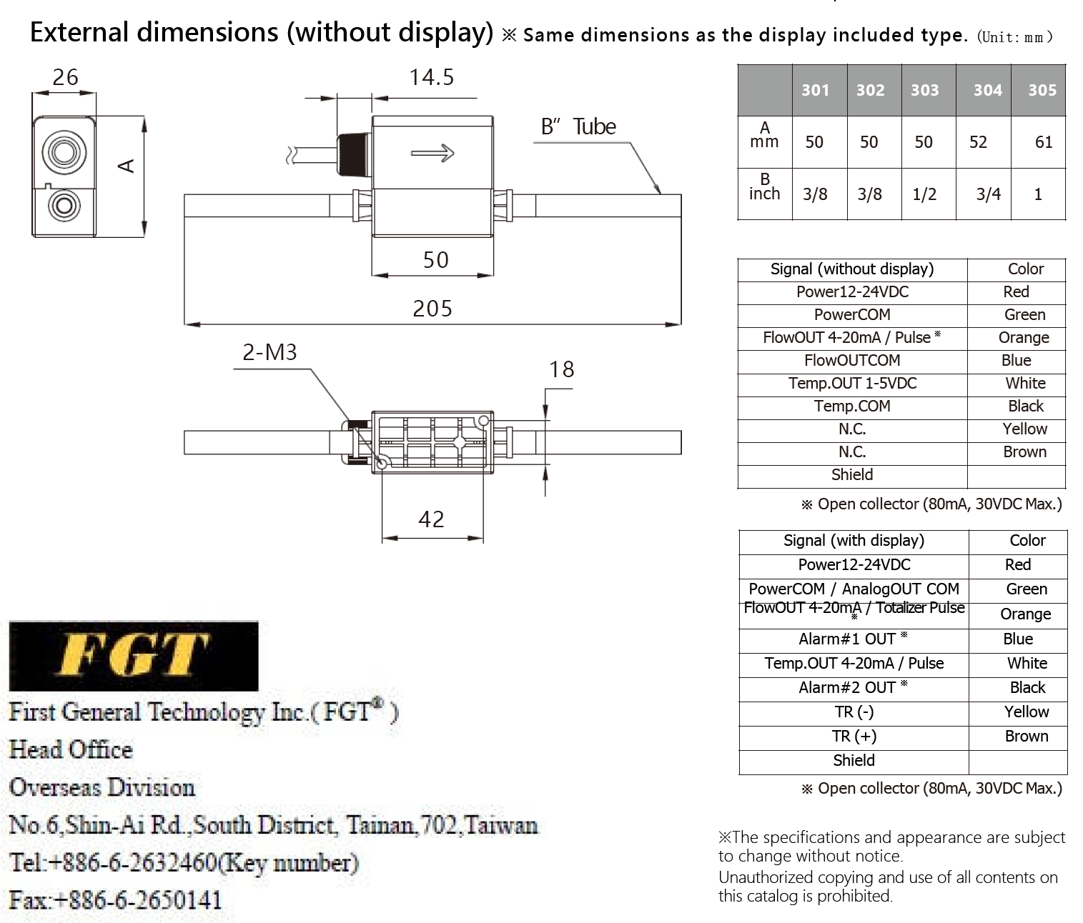 ifm300 size chart