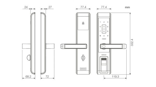 L396 產品尺寸 電子鎖