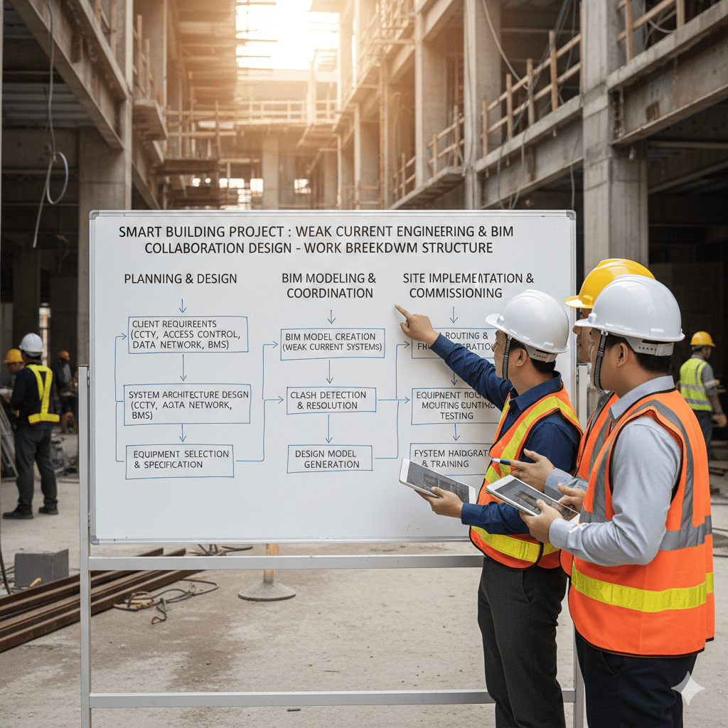 弱電工程分工架構圖 4 弱電工程分工架構智慧建築專案bim協作設計